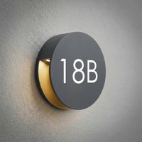 Lucande LED-utomhusvägglampa för utomhusbruk Advero, antracit, husnummer CCT