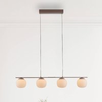 JUST LIGHT. GmbH Nami LED hanging light, 4-bulb, long, sand, white, glass, iron