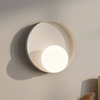 EMIBIG LIGHTING Vägglampa Kido K1, beige, stål/glas, Ø 20 cm