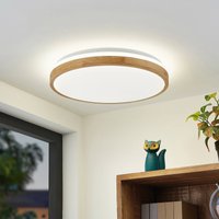 Lindby LED-taklampa Emiva, Ø 49 cm, CCT, trä