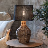 Markslöjd Paglia table lamp, natural/black, rattan/jute, height 58 cm