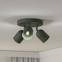 EGLO Tilston ceiling spotlight, dark green, Ø 25 cm, 3-bulb, steel