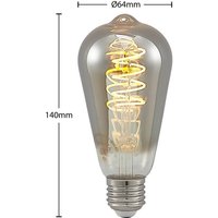 Lucande LED bulb E27 ST64 4W 1,800K dimmable titanium, pack of 5