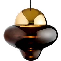 DESIGN BY US Nutty XL LED-pendel, brun/guldfärgad, Ø 30 cm, glas