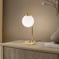 Domiluce Rico table lamp, glass/metal, gold/white, height 36 cm
