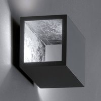 ICONE Cubò LED wall light, 10 W, titanium/silver