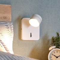 Lucande Justerbar, vit LED-vägglampa Vidda m. strömbrytare