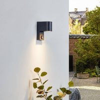 Lindby utomhusvägglampa Gelso, aluminium, 15 cm, GU10, sensor