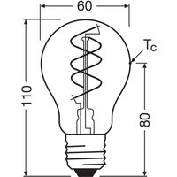 OSRAM LED Vintage E27 8W 2,200K Spiral Filament guld dimbar