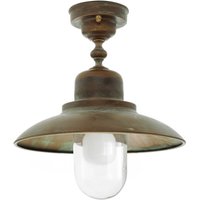 Moretti Luce Outdoor ceiling light Turino, IP44, brass, glass, Ø 30 cm