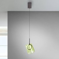 Paul Neuhaus LED-pendellampa Zula, grön, Ø 15 cm, glas