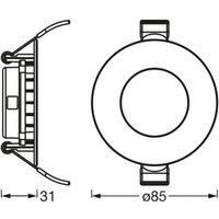 OSRAM LED-takinbyggnadslampa SLIM, Ø 9 cm, 3 000 K, vit