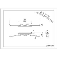 Reality Leuchten Plafonnier LED Ginko, noir mat, métal, longueur 79 cm