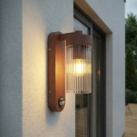 Lindby utomhusvägglampa Kaliro, rost, 24 cm, IP54, sensor