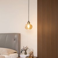 Lindby pendellampa Tymoni, 1 lampa, bärnsten, glas, Ø 20 cm