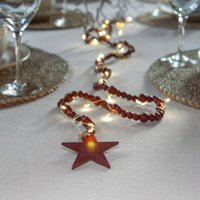 STAR TRADING Guirlande lumineuse LED Beady, rouge, perles en bois, 150 cm, pile