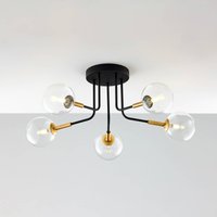 Jupiter Plafonnier Burano, à 5 lampes, noir, verre, 31 cm de haut, G9