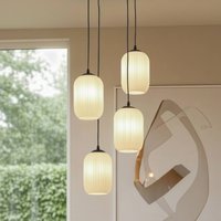 EMIBIG LIGHTING Verdi pendellampa, Ø 30 cm, svart/opal, stål/glas, 4 lampor.