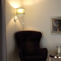 Duolla Roller wall light, fabric, white/sage, reading light