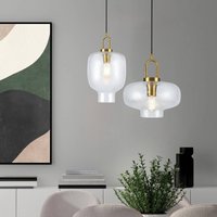 Viokef Oslo hanging light, Ø 26 cm, clear/gold, glass