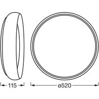 Plafonnier LED OSRAM ORBIS LIVIA, Ø 52 cm, gris, métal, à intensité variable