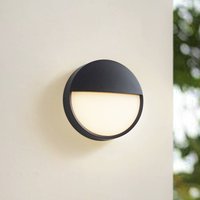 Arcchio LED-utomhusvägglampa Gravo, Ø 25 cm, svart, IP65