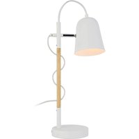 Viokef Lampe à poser Eddie en acier et bois, blanche