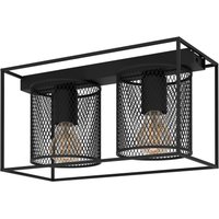 Deckenlampe Catterick, schwarz, zwei Käfigschirme