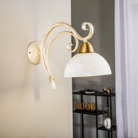 Luminex Applique murale Flora, un abat-jour en verre, blanc/laiton