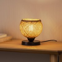 MODELSA Lampe à poser Yumak, marron/noir, Ø 18 cm, corde, métal