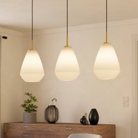 EGLO Caprarola hanging light, length 90 cm, sand colour, 3-bulb, glass