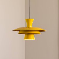 Luminex Plato pendant light, mustard yellow, metal, Ø 38 cm, E27