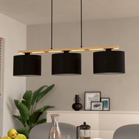 EGLO Castralvo hanging light, length 97.5 cm, black, 3-bulb, fabric