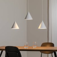 TK Lighting Cono pendellampa, tre ljuskällor, linjär, längd 75 cm, vit