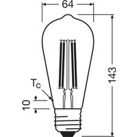 OSRAM LED-filamentlampa E27 3,8W Filament 2,700K