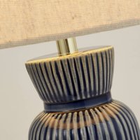 Searchlight Lampe à poser Jeshua, bleu/blanc, céramique/textile, 39 cm, E24