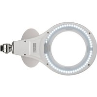 Lampe à pince LED avec loupe MAULmakro, blanche, hauteur 50 cm