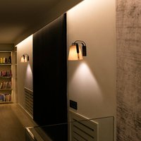 FARO BARCELONA Stood wall light with a cherry wood lampshade