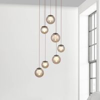 PURE LED-hänglampa Popup, brons/bärnsten Ø 40 cm, 7 lampor