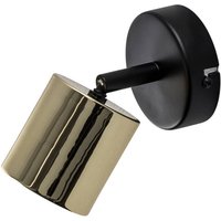 Luminex Spot mural Demia, noir/couleur laiton, 10 cm de large, GU10