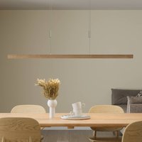Quitani LED hanging light Nora, natural oak, length 118 cm