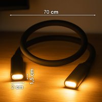 FH Lighting Lampe de lecture LED rechargeable Lasse, noire, longueur 70 cm, plastique