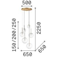 Ideallux Ideal Lux Equinoxe hänglampa 6 lampor mässingsfärgat klarglas