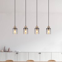 Globo Pendellampa Reid, 4 lampor, svart/rök