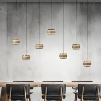 PURE LED hanging light Falling Rings, bronze Length 132 cm 7-bulb.