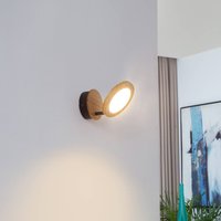 Lindby Manel LED spotlight wood 1-bulb