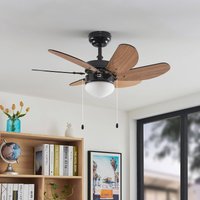 Lindby ventilateur de plafond Minja, noir, silencieux, 78 cm, E14