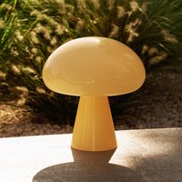Gubi Obello LED rechargeable table lamp, soft yellow, IP44, glass