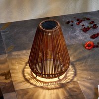 Lindby LED solar light Amaria, rattan, dark, Ø 27 cm