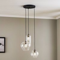 Argon Hänglampa Kaja med 3 lampor, glasskärmar klara